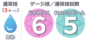 チャージターン-通常技-あわ-ゲージ技-じゃれつく-れいとうビーム